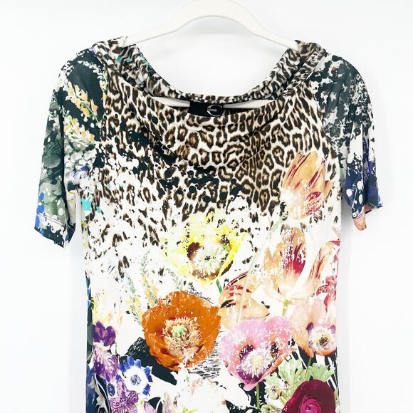 Just Cavalli Womens Y2K Vintage Artsy Leopard Animal Floral Dress Size 44 / M - Picture 3 of 8
